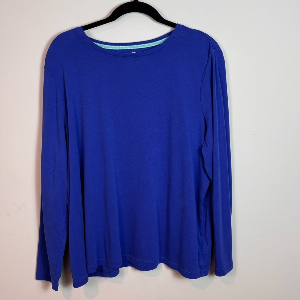 Talbots Womens Blue 100% Pima Cotton Long Sleeve Tee sz Petite 3X Classic